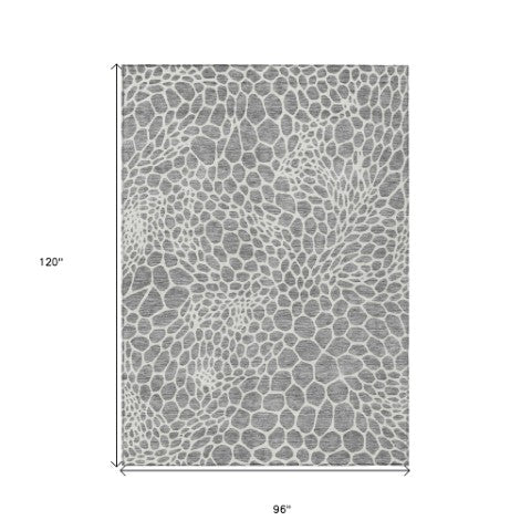 Homeroots 3' Artichoke Green Geometric Indoor Outdoor Area Rug - Stylish, Washable, Durable, And Versatile 8' X 10' Polyester 595076