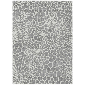 HomeRoots 9' X 12' Gray and Ivory Geometric Area Rug – Stylish, Washable, Durable for Indoor & Outdoor Spaces 595077