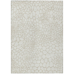 HomeRoots 5' Elegant Ivory and Beige Geometric Area Rug - Durable, Washable Indoor/Outdoor Decor for Any Space 5' X 8' 595080