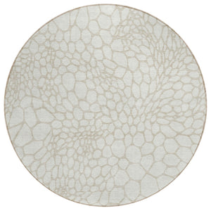 HomeRoots 5' Elegant Ivory and Beige Geometric Area Rug - Durable, Washable Indoor/Outdoor Decor for Any Space 8' Round 595081