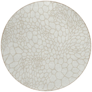 Homeroots 3' Artichoke Green Geometric Indoor Outdoor Area Rug - Stylish, Washable, Durable, And Versatile 8' Round Polyester 595081