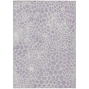 HomeRoots 5' Modern Lilac and Ivory Geometric Area Rug - Washable, Durable, Indoor-Outdoor Versatility for Home 5' X 8' 595086