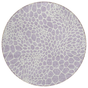 HomeRoots 5' Modern Lilac and Ivory Geometric Area Rug - Washable, Durable, Indoor-Outdoor Versatility for Home 8' Round 595087