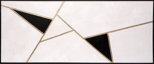 Sunpan Geometric Wall Art - Hand-Painted Contemporary Design in Black, White & Gold with Floater Frame