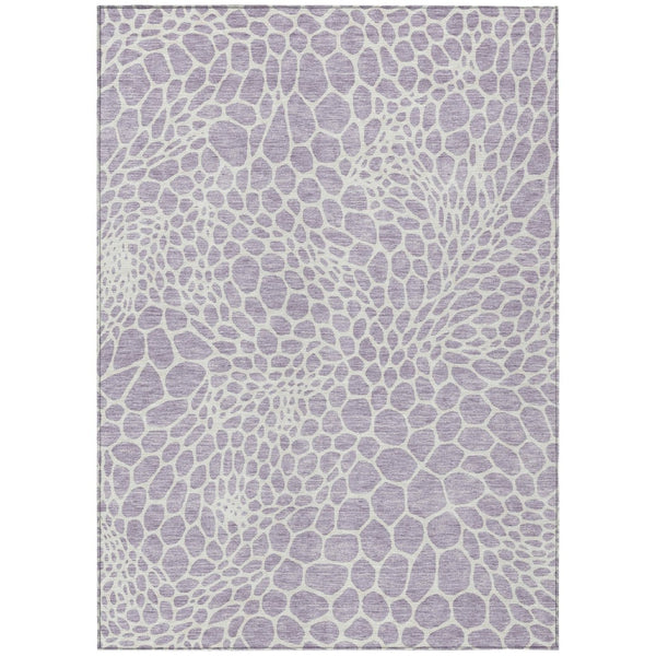 HomeRoots 5' Modern Lilac and Ivory Geometric Area Rug - Washable, Durable, Indoor-Outdoor Versatility for Home 10' X 14' 595090