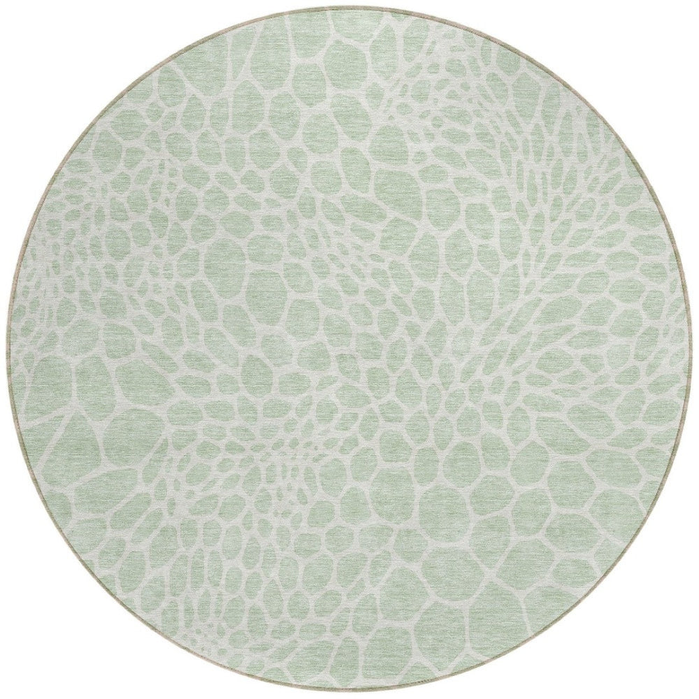 HomeRoots 5' Mint Green Geometric Area Rug – Stylish, Washable Indoor-Outdoor Design for Modern Living Spaces 8' Round 595093
