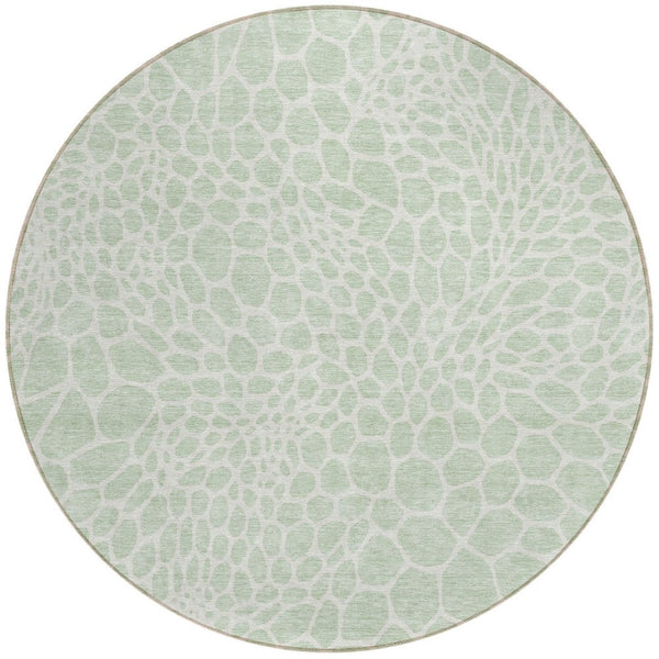 HomeRoots 5' Mint Green Geometric Area Rug – Stylish, Washable Indoor-Outdoor Design for Modern Living Spaces 8' Round 595093