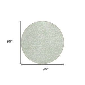 Homeroots 3' Artichoke Green Geometric Indoor Outdoor Area Rug - Stylish, Washable, Durable, And Versatile 8' Round Polyester 595093