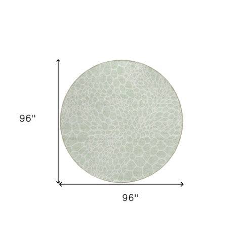 Homeroots 3' Artichoke Green Geometric Indoor Outdoor Area Rug - Stylish, Washable, Durable, And Versatile 8' Round Polyester 595093