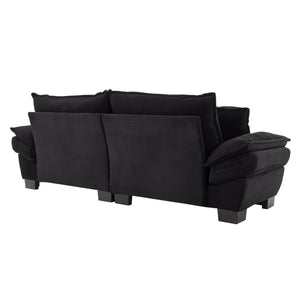 English Elm Corduroy Stylish Sleeper Sofa Loveseat with Dual-Layer Cushions & Two Support Pillows, Sturdy Frame Black W676P184130