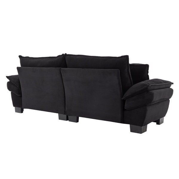 English Elm Corduroy Stylish Sleeper Sofa Loveseat with Dual-Layer Cushions & Two Support Pillows, Sturdy Frame Black W676P184130