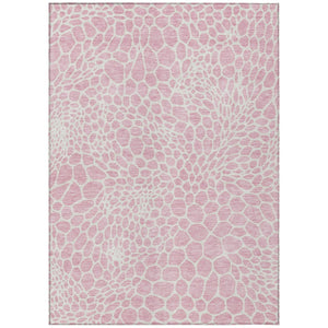 HomeRoots 5' Pink and Ivory Geometric Area Rug - Stylish, Washable, Stain-Resistant for Indoor and Outdoor Use 8' X 10' 595106