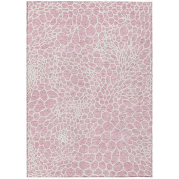 HomeRoots 9' X 12' Pink and Ivory Geometric Area Rug - Stylish, Washable, Durable Indoor/Outdoor Decor Solution 595107