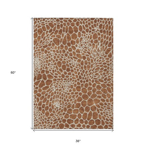 Homeroots 3' Artichoke Green Geometric Indoor Outdoor Area Rug - Stylish, Washable, Durable, And Versatile 3' X 5' Polyester 595109