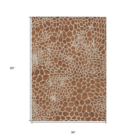 Homeroots 3' Artichoke Green Geometric Indoor Outdoor Area Rug - Stylish, Washable, Durable, And Versatile 3' X 5' Polyester 595109