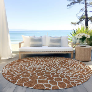 Homeroots 3' Artichoke Green Geometric Indoor Outdoor Area Rug - Stylish, Washable, Durable, And Versatile 8' Round Polyester 595111