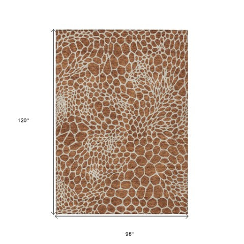 Homeroots 3' Artichoke Green Geometric Indoor Outdoor Area Rug - Stylish, Washable, Durable, And Versatile 8' X 10' Polyester 595112