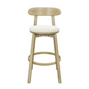 English Elm Christopher Knight Home® - Round Chunky Cushion Bar Stool with Curved Ergonomic Back, Solid Rubberwood Frame, Durable Comfort Beige,Natural Ash N771P346003A