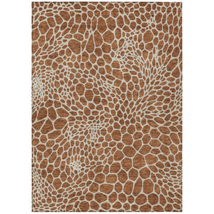 HomeRoots 9' X 12' Stylish Brown And Beige Geometric Washable Area Rug for Indoor/Outdoor High-Traffic Use 595113