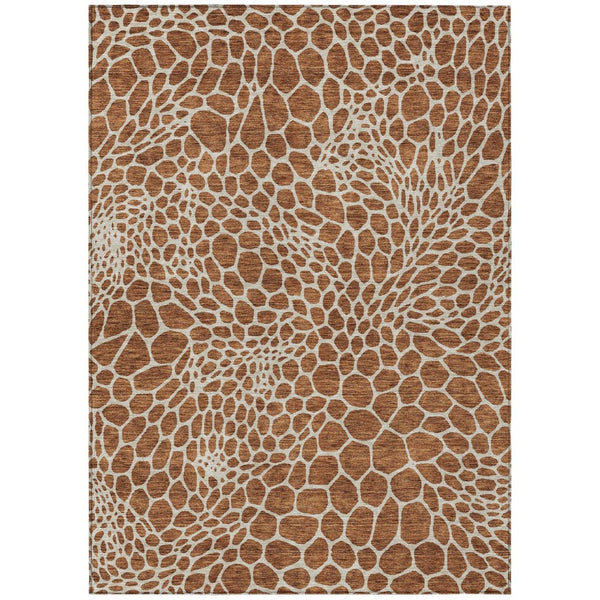 HomeRoots 9' X 12' Stylish Brown And Beige Geometric Washable Area Rug for Indoor/Outdoor High-Traffic Use 595113