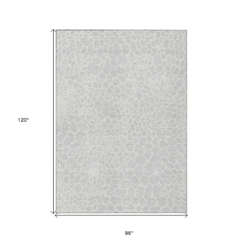 Homeroots 3' Artichoke Green Geometric Indoor Outdoor Area Rug - Stylish, Washable, Durable, And Versatile 8' X 10' Polyester 595118