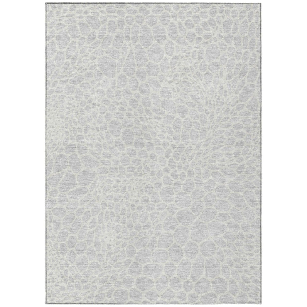 HomeRoots 9' X 12' Silver and Gray Geometric Area Rug - Stylish, Washable, Durable for Indoor & Outdoor Use 595119