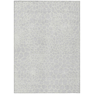 HomeRoots 9' X 12' Silver and Gray Geometric Area Rug - Stylish, Washable, Durable for Indoor & Outdoor Use 595119