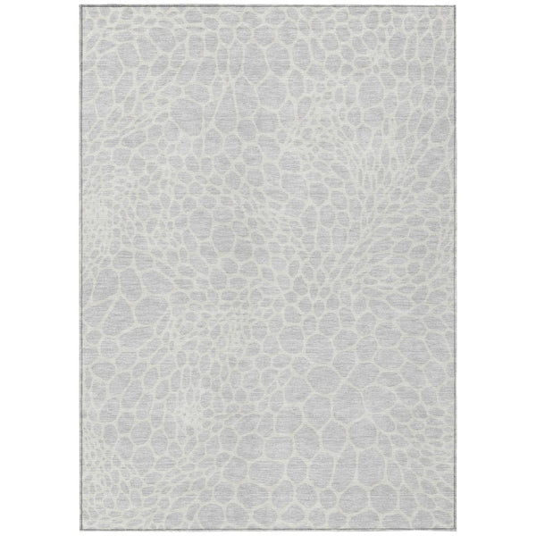 HomeRoots 9' X 12' Silver and Gray Geometric Area Rug - Stylish, Washable, Durable for Indoor & Outdoor Use 595119