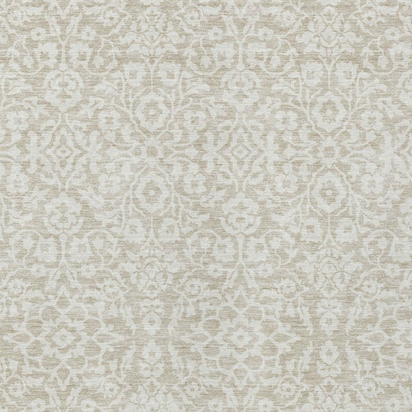 Homeroots 3' Beige And Ivory Damask Washable Indoor Outdoor Area Rug - Stylish, Durable, And Easy To Clean 3' X 5' Polyester 595121