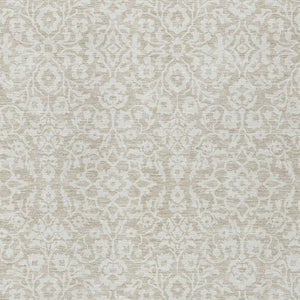 Homeroots 3' Beige And Ivory Damask Washable Indoor Outdoor Area Rug - Stylish, Durable, And Easy To Clean 5' X 8' Polyester 595122