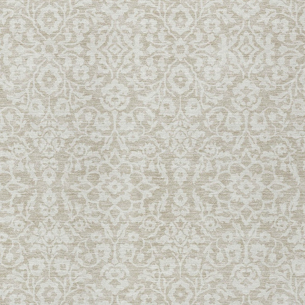 Homeroots 3' Beige And Ivory Damask Washable Indoor Outdoor Area Rug - Stylish, Durable, And Easy To Clean 5' X 8' Polyester 595122