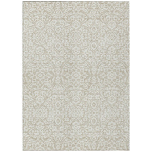 HomeRoots 9' X 12' Beige and Ivory Damask Area Rug - Washable, Durable, Stylish for Indoor & Outdoor Spaces! 595125