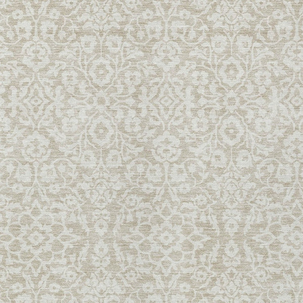 Homeroots 3' Beige And Ivory Damask Washable Indoor Outdoor Area Rug - Stylish, Durable, And Easy To Clean 9' X 12' Polyester 595125
