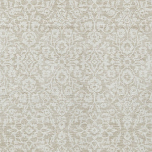 Homeroots 3' Beige And Ivory Damask Washable Indoor Outdoor Area Rug - Stylish, Durable, And Easy To Clean 10' X 14' Polyester 595126