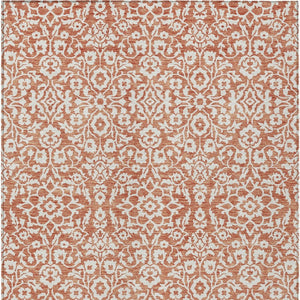 Homeroots 3' Beige And Ivory Damask Washable Indoor Outdoor Area Rug - Stylish, Durable, And Easy To Clean 5' X 8' Polyester 595128