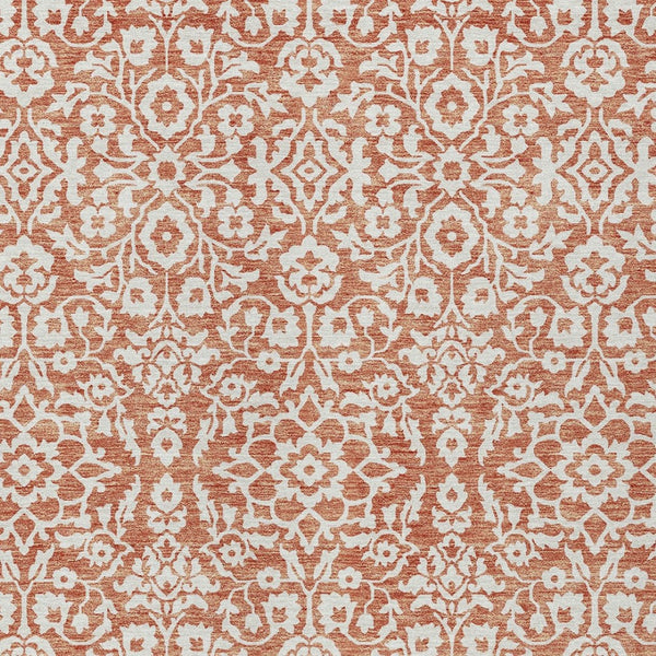 Homeroots 3' Beige And Ivory Damask Washable Indoor Outdoor Area Rug - Stylish, Durable, And Easy To Clean 5' X 8' Polyester 595128