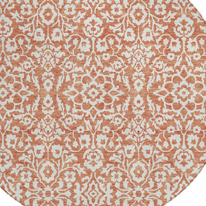 Homeroots 3' Beige And Ivory Damask Washable Indoor Outdoor Area Rug - Stylish, Durable, And Easy To Clean 8' Round Polyester 595129