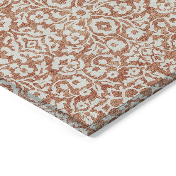 Homeroots 3' Beige And Ivory Damask Washable Indoor Outdoor Area Rug - Stylish, Durable, And Easy To Clean 8' X 10' Polyester 595130