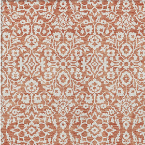 Homeroots 3' Beige And Ivory Damask Washable Indoor Outdoor Area Rug - Stylish, Durable, And Easy To Clean 8' X 10' Polyester 595130