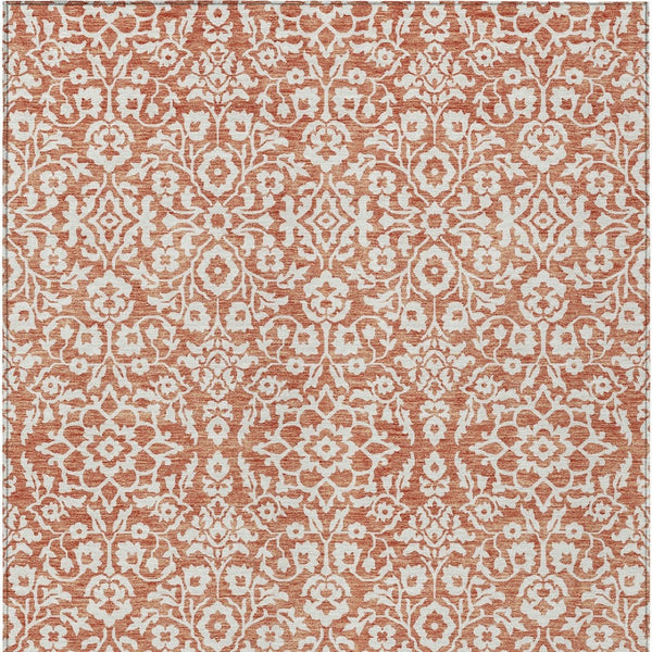 Homeroots 3' Beige And Ivory Damask Washable Indoor Outdoor Area Rug - Stylish, Durable, And Easy To Clean 9' X 12' Polyester 595131
