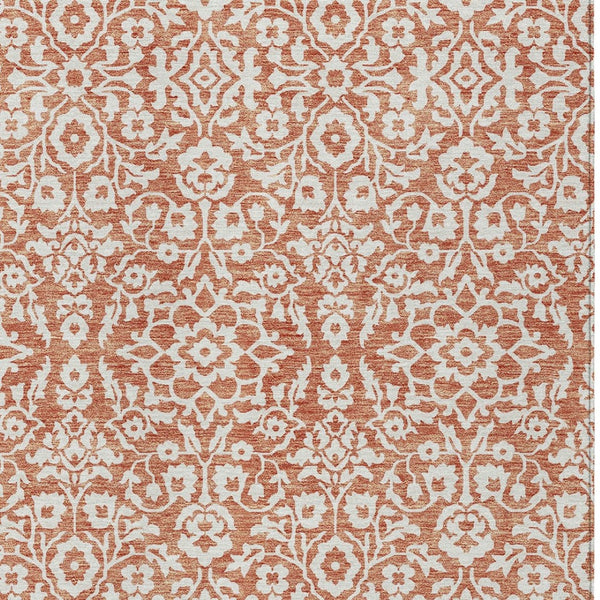 Homeroots 3' Beige And Ivory Damask Washable Indoor Outdoor Area Rug - Stylish, Durable, And Easy To Clean 9' X 12' Polyester 595131