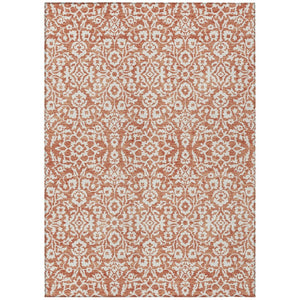 HomeRoots 5' Coral and Ivory Damask Area Rug – Elegant, Washable, and Durable for Indoor and Outdoor Spaces 10' X 14' 595132