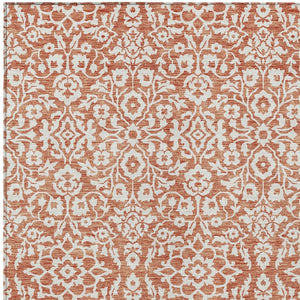 Homeroots 3' Beige And Ivory Damask Washable Indoor Outdoor Area Rug - Stylish, Durable, And Easy To Clean 10' X 14' Polyester 595132