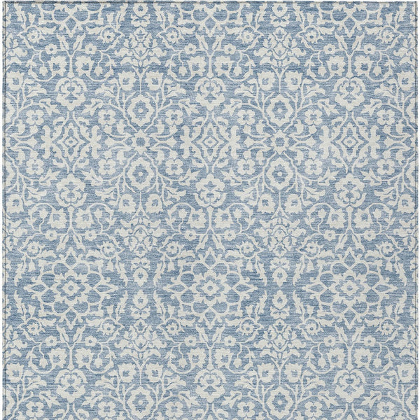 Homeroots 3' Beige And Ivory Damask Washable Indoor Outdoor Area Rug - Stylish, Durable, And Easy To Clean 5' X 8' Polyester 595134