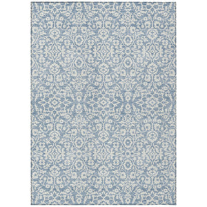 Homeroots 3' Beige And Ivory Damask Washable Indoor Outdoor Area Rug - Stylish, Durable, And Easy To Clean 5' X 8' Polyester 595134