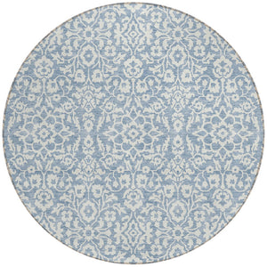 Homeroots 3' Beige And Ivory Damask Washable Indoor Outdoor Area Rug - Stylish, Durable, And Easy To Clean 8' Round Polyester 595135