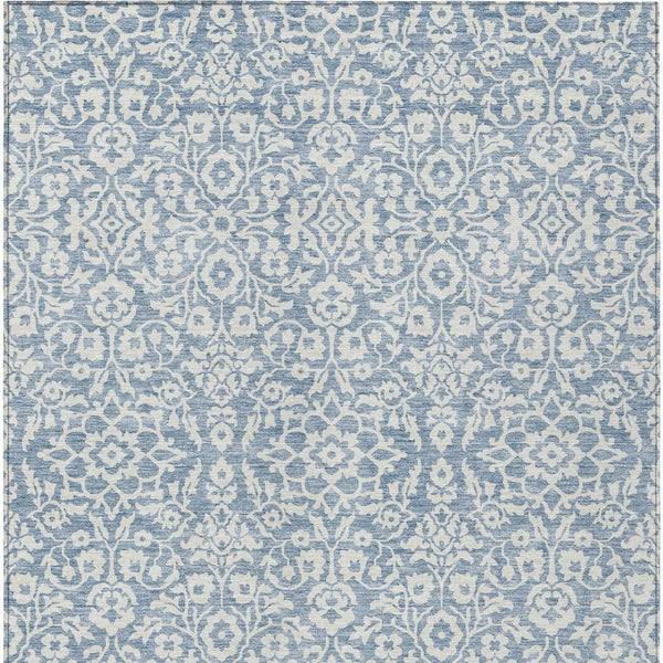 Homeroots 3' Beige And Ivory Damask Washable Indoor Outdoor Area Rug - Stylish, Durable, And Easy To Clean 10' X 14' Polyester 595138