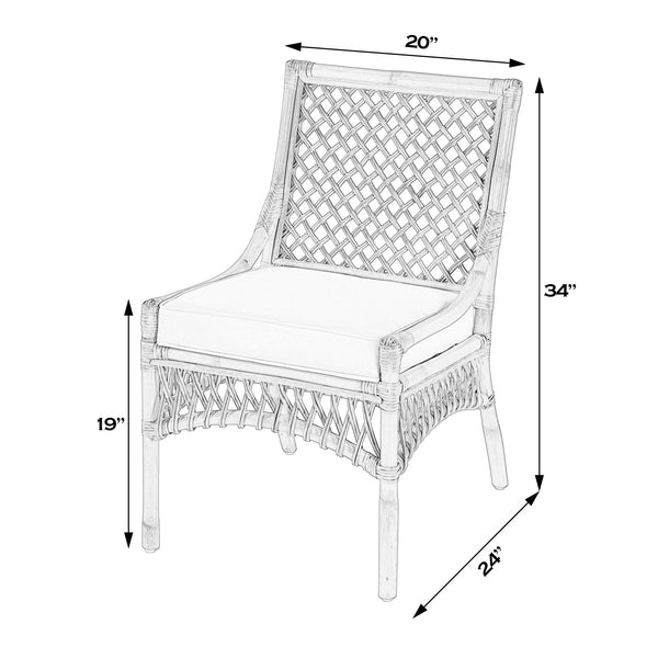 Butler Specialty Butler Antigua Rattan Side Dining Chair With 19" Seat Height – Natural Elegance For Any Space Natural Rattan,Foam,Plywood 5951404-butler