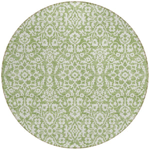 Homeroots 3' Beige And Ivory Damask Washable Indoor Outdoor Area Rug - Stylish, Durable, And Easy To Clean 8' Round Polyester 595141