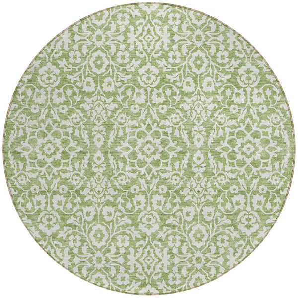 Homeroots 3' Beige And Ivory Damask Washable Indoor Outdoor Area Rug - Stylish, Durable, And Easy To Clean 8' Round Polyester 595141